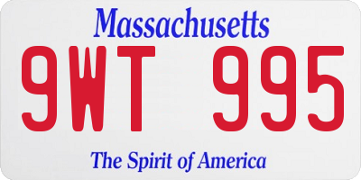MA license plate 9WT995