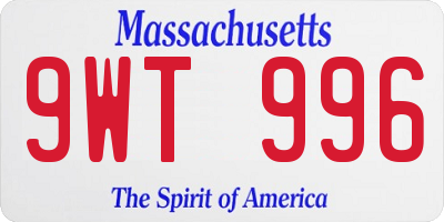 MA license plate 9WT996