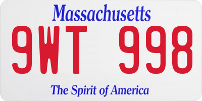 MA license plate 9WT998