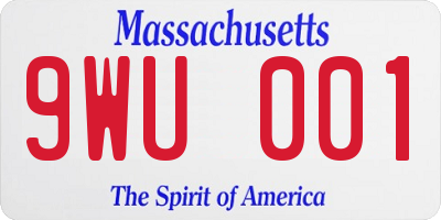 MA license plate 9WU001