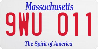 MA license plate 9WU011