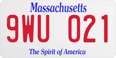 MA license plate 9WU021