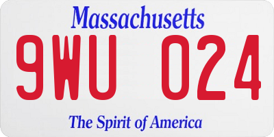 MA license plate 9WU024