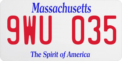 MA license plate 9WU035