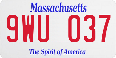 MA license plate 9WU037