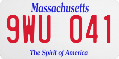 MA license plate 9WU041