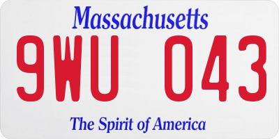 MA license plate 9WU043