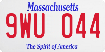 MA license plate 9WU044