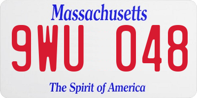 MA license plate 9WU048