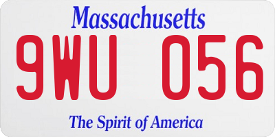 MA license plate 9WU056