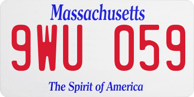 MA license plate 9WU059