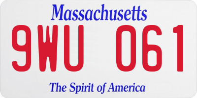 MA license plate 9WU061