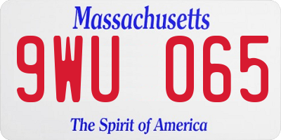 MA license plate 9WU065