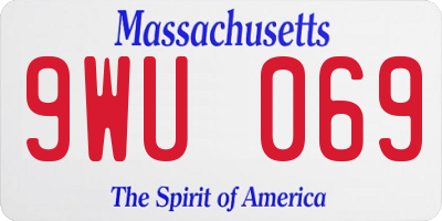 MA license plate 9WU069