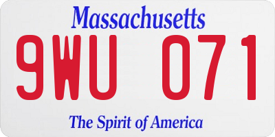 MA license plate 9WU071