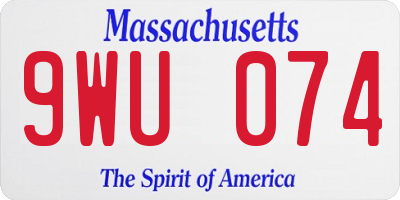 MA license plate 9WU074
