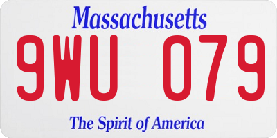 MA license plate 9WU079