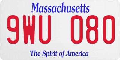 MA license plate 9WU080