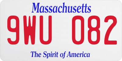 MA license plate 9WU082