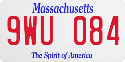 MA license plate 9WU084