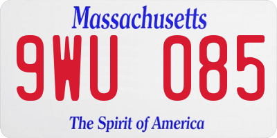 MA license plate 9WU085