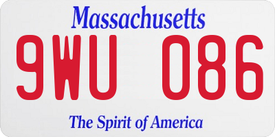 MA license plate 9WU086