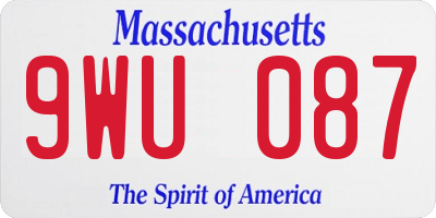 MA license plate 9WU087