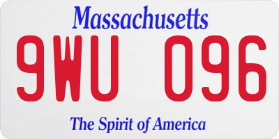 MA license plate 9WU096