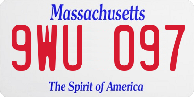 MA license plate 9WU097