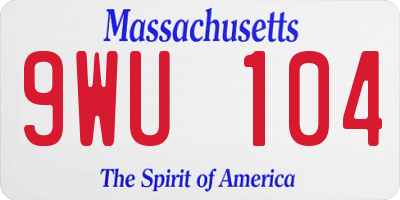 MA license plate 9WU104