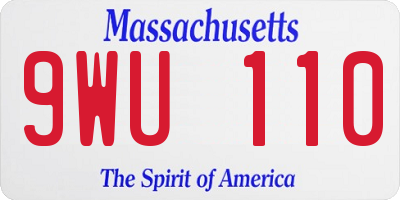 MA license plate 9WU110