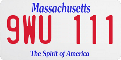 MA license plate 9WU111