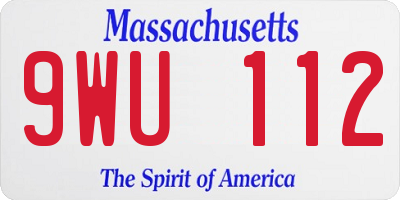 MA license plate 9WU112