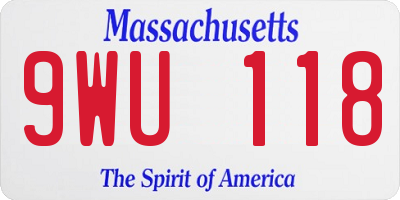 MA license plate 9WU118