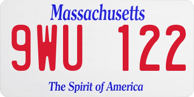 MA license plate 9WU122