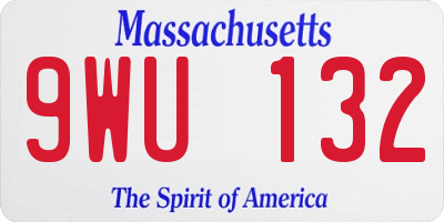MA license plate 9WU132