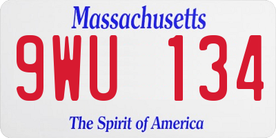 MA license plate 9WU134