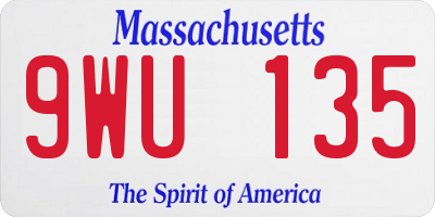 MA license plate 9WU135