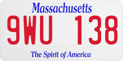 MA license plate 9WU138