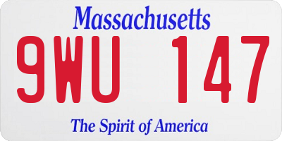MA license plate 9WU147
