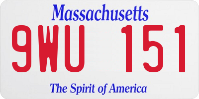 MA license plate 9WU151