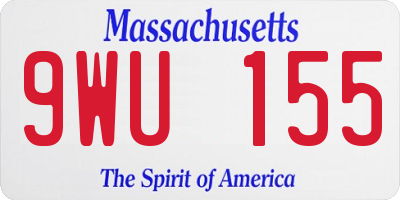 MA license plate 9WU155