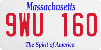 MA license plate 9WU160