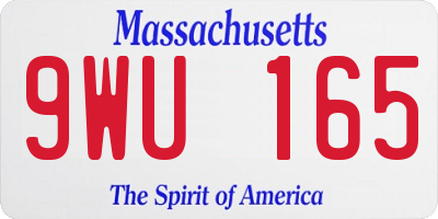 MA license plate 9WU165