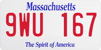 MA license plate 9WU167