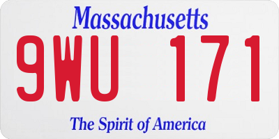 MA license plate 9WU171