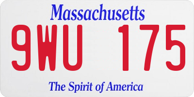 MA license plate 9WU175