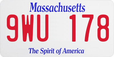 MA license plate 9WU178