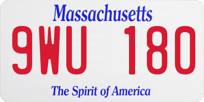 MA license plate 9WU180