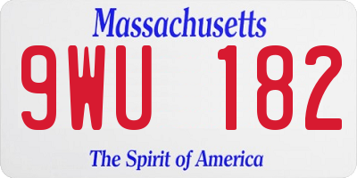 MA license plate 9WU182